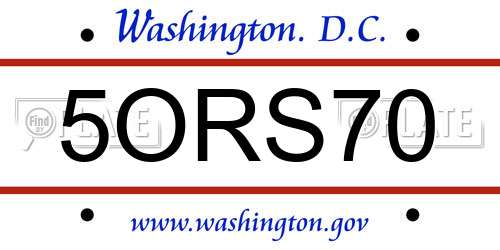 5ORS70 District Of Columbia License Plate