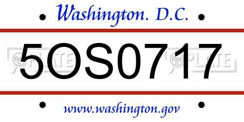 5OS0717 District Of Columbia License Plate