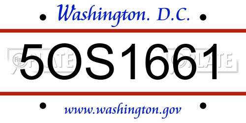 5OS1661 District Of Columbia License Plate
