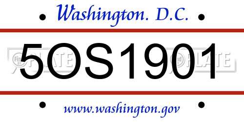 5OS1901 District Of Columbia License Plate