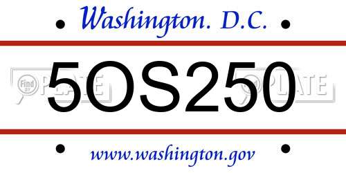 5OS250 District Of Columbia License Plate
