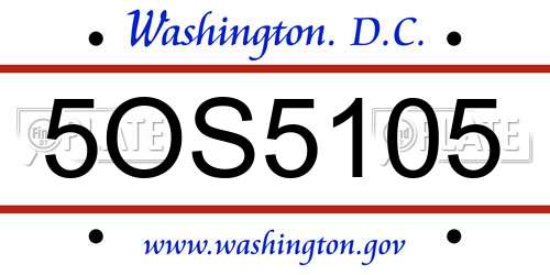 5OS5105 District Of Columbia License Plate