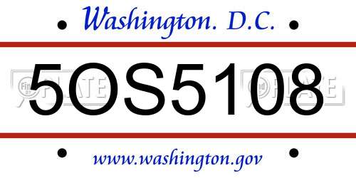 5OS5108 District Of Columbia License Plate