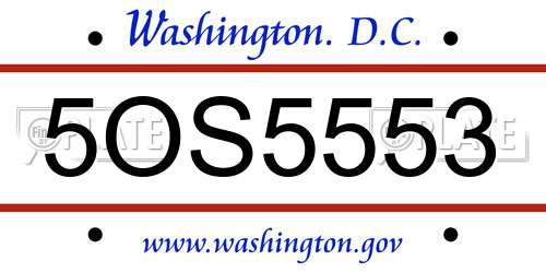 5OS5553 District Of Columbia License Plate