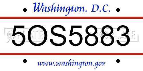 5OS5883 District Of Columbia License Plate
