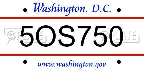 5OS750 District Of Columbia License Plate