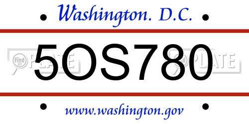 5OS780 District Of Columbia License Plate
