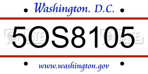 5OS8105 District Of Columbia License Plate