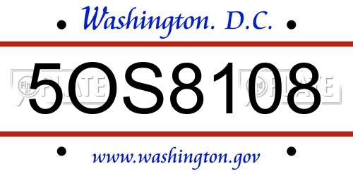 5OS8108 District Of Columbia License Plate