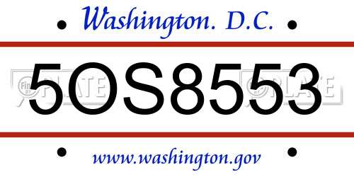 5OS8553 District Of Columbia License Plate