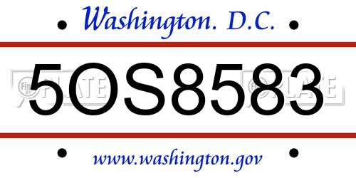 5OS8583 District Of Columbia License Plate