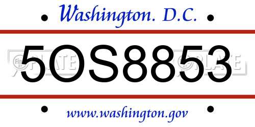 5OS8853 District Of Columbia License Plate