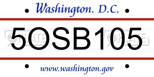 5OSB105 District Of Columbia License Plate