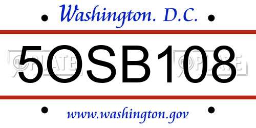 5OSB108 District Of Columbia License Plate