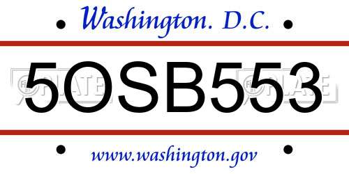 5OSB553 District Of Columbia License Plate