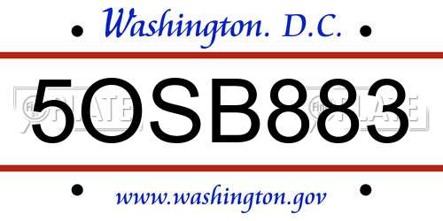 5OSB883 District Of Columbia License Plate