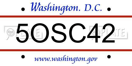 5OSC42 District Of Columbia License Plate