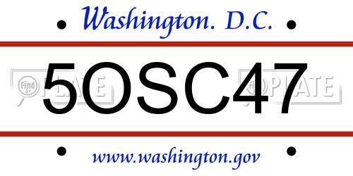 5OSC47 District Of Columbia License Plate