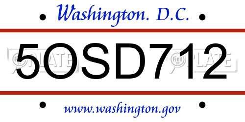 5OSD712 District Of Columbia License Plate