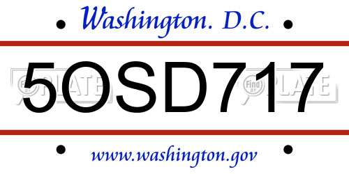 5OSD717 District Of Columbia License Plate