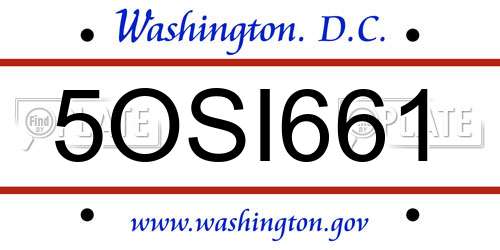 5OSI661 District Of Columbia License Plate