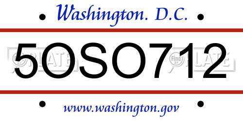 5OSO712 District Of Columbia License Plate