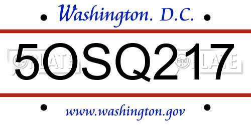 5OSQ217 District Of Columbia License Plate