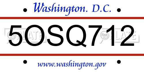 5OSQ712 District Of Columbia License Plate