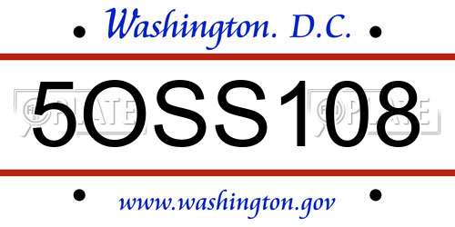 5OSS108 District Of Columbia License Plate