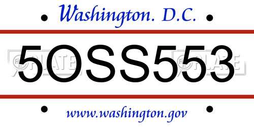 5OSS553 District Of Columbia License Plate