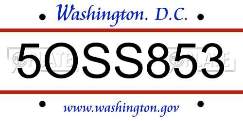 5OSS853 District Of Columbia License Plate