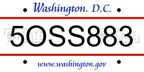 5OSS883 District Of Columbia License Plate