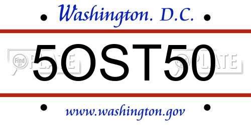 5OST50 District Of Columbia License Plate