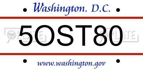 5OST80 District Of Columbia License Plate