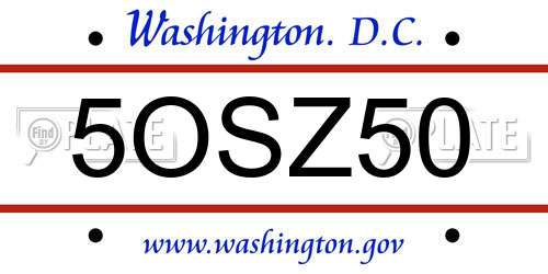 5OSZ50 District Of Columbia License Plate
