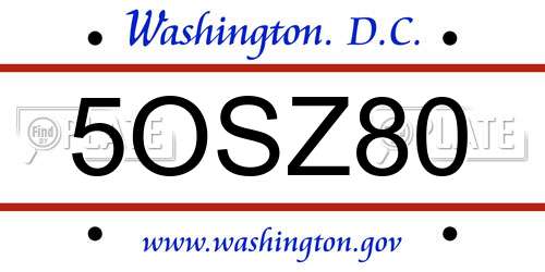 5OSZ80 District Of Columbia License Plate