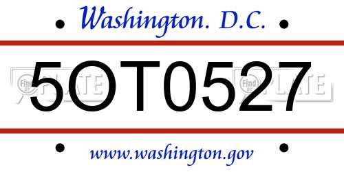 5OT0527 District Of Columbia License Plate