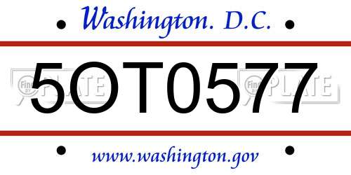 5OT0577 District Of Columbia License Plate