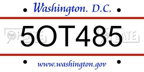 5OT485 District Of Columbia License Plate