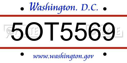 5OT5569 District Of Columbia License Plate