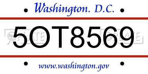 5OT8569 District Of Columbia License Plate