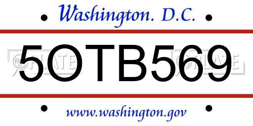 5OTB569 District Of Columbia License Plate