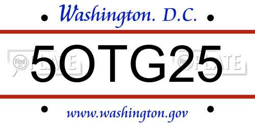 5OTG25 District Of Columbia License Plate