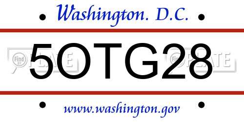 5OTG28 District Of Columbia License Plate