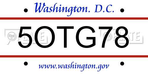 5OTG78 District Of Columbia License Plate