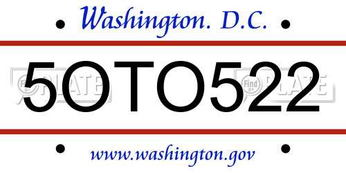 5OTO522 District Of Columbia License Plate