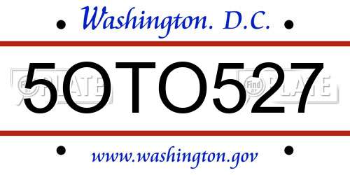 5OTO527 District Of Columbia License Plate