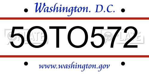 5OTO572 District Of Columbia License Plate