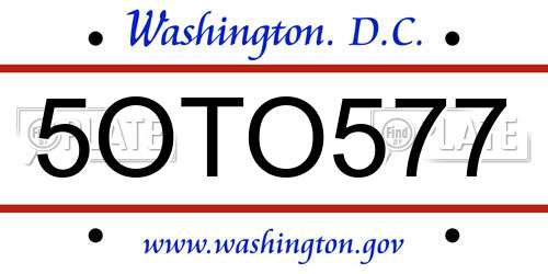 5OTO577 District Of Columbia License Plate