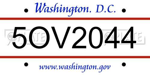 5OV2044 District Of Columbia License Plate
